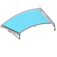 Auvent de porte et fenêtre semi-circulaire haut de gamme, anti-UV, avec panneau PC et cadre en aluminium, pour extérieur, idéal pour projets résidentiels