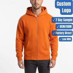 Custom Men's Full <b>Zip</b> Hoodie OEM ODM Private Label Cotton Fleece <b>Hooded</b> Jacket Manufacturer Low MOQ Factory Direct - Product Image 1