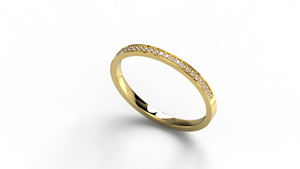 18K Gold Plated Milgrain Diamond Wedding Band Pave Round Half Eternity <b>Ring</b> Antique Stackable Matching Band Fine Jewelry. - Product Image 2