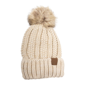 Cómodos gorros de invierno con adorno de pompón y diseño de punto acanalado para senderismo, camping, viajes y comodidad diaria - Product Image 1