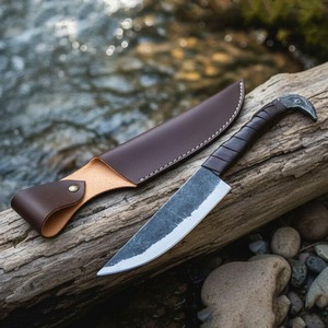 Cuchillo Vikingo Forjado a Mano, Hoja de Acero al Carbono, Empuñadura con Cabeza de Cuervo, Punta de Caza, Mango de Cuero, 9.5 Pulgadas - Product Image 4