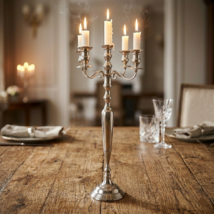 Silver <b>Candelabra</b> 5 Arms Hot Selling Nickel Plated Metal Crafted New Design Decorative Metal Handmade <b>Candelabra</b> - Product Image 3