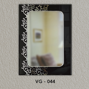 Elegant Design on Black Glass With V-Groove Bevel Edges Clear Reflective <b>Mirror</b> Art Decor Frameless for Dressing Area - Product Image 3