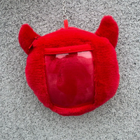 Penjualan Panas Dompet Gantungan Kunci Merah Hitam, Boneka Plush, Dompet Koin, Tempat Kartu, Gantungan Dompet Hadiah