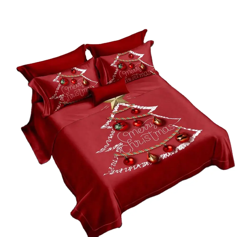 Fashion Printed Duvet Cover Christmas Bedding Sets Polyester Bed Sheets Set Simple Tree Red Patterns Bedsheet