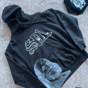 Sudadera con capucha estilo vintage para hombre, personalizada OEM, 500 g/m², streetwear con cremallera, pedrería, estampado digital, hombros caídos, oversize, corta - Product Image 5