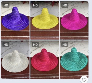 Unisex Natural Grass Embroidered Mexico Sombrero <b>Hat</b> Adult Wholesale Bulk Stock for Beach Fiesta Party <b>Summer</b> Travel Buyers - Product Image 2