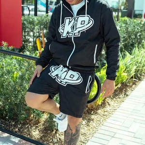 Conjunto Deportivo Personalizado para Hombre, Chaqueta con Cierre y Pantalones Cortos, Diseño Color Block con Parches, Poliéster y Nailon - Product Image 2