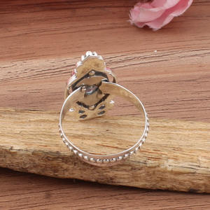 Bague d'anniversaire vintage en argent sterling 925 sertie de topaze bleue, style Art déco, filigrane, bande londonienne, style antique pour femmes - Product Image 6