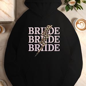 BRIDE design with <b>leopard</b> <b>print</b> women's casual <b>hoodies</b> - Product Image 3