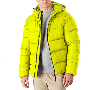Blouson matelassé d'hiver pour homme, épais, imperméable, écologique, avec logo sur le devant, fermeture éclair décontractée, couleur unie noire, coupe classique - Product Image 3