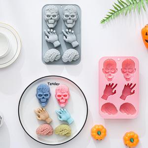 Zombie Skull Hand Brain Halloween <b>Ice</b> Tray Gypsum Resin Silicone Mold - Product Image 3