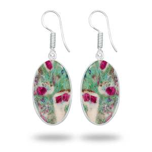 ต่างหูห้อยประดับเพชรพลอยรูบี้ฟูชไซต์ทำมือ งานฝีมือคุณภาพสูง ชุบเงินบนทองเหลือง สไตล์โบฮีเมียน เหมาะสำหรับงานแต่งงาน เป็นเครื่องประดับชั้นดีสำหรับเธอ - Product Image 3