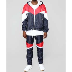 <b>Men's</b> Polyester Nylon Windbreaker Sweatsuit Two Piece Tracksuit <b>Jacket</b> and Pants Set - Product Image 6