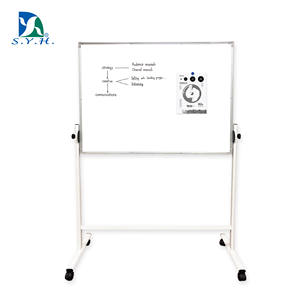 Pizarra blanca metálica de doble cara reversible con soporte y ruedas - Product Image 1