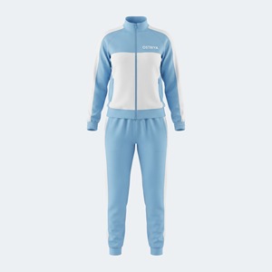<b>Women's</b> Light Blue <b>White</b> Color Block Tracksuit Set Full Zipper Stand Collar Sporty <b>Joggers</b> with Side Pockets Spring Wear - Product Image 1