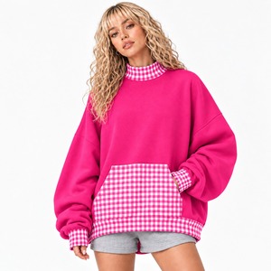 Sweat à capuche oversize pour femme en molleton polyester/coton léger et respirant, col montant, hiver, impression personnalisée sur le devant - Product Image 1