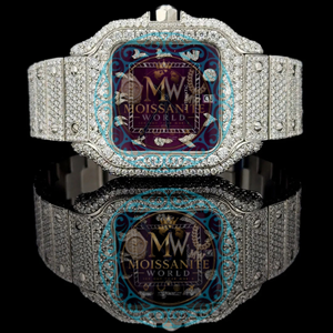 MOISSANITE WORLD Men Tonneau Automatic Mechanical Watch Iced Out Moissanite Hip Hop <b>Wristwatch</b> - Product Image 1