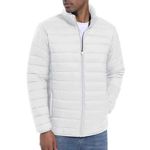 Men's White <b>Puffer</b> <b>Jackets</b> Lightweight Zip Fly Stand Collar Regular Fit Solid Color Polyester Nylon Camping Hiking <b>Jacket</b> - Product Image 6