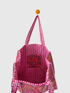 Sac fourre-tout en coton à motif floral avec broderie, design ouvert, pour le shopping toutes saisons, style bohème - Product Image 4