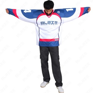 เสื้อฮอกกี้น้ำแข็ง Blaze Sportswear สำหรับผู้ชาย คอวี แขนยาว ระบายอากาศได้ดี ผลิตจากผ้าตาข่ายโพลีเอสเตอร์ 100% ทรงปกติสำหรับผู้ใหญ่ - Product Image 6