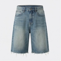 Shorts en jean baggy délavés vintage de haute qualité pour hommes, style streetwear tendance