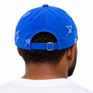 Casquette de baseball vintage bleue numéro 4 avec finition vieillie, patch brodé sur le devant, visière incurvée réglable, couvre-chef décontracté pour homme - Product Image 2
