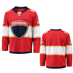 Camiseta de Hockey sobre Hielo Roja de Manga Larga, Transpirable, de Secado Rápido, que Absorbe la Humedad, 100% Poliéster, Uniforme Deportivo para Equipo, Profesional para Adultos - Product Image 1