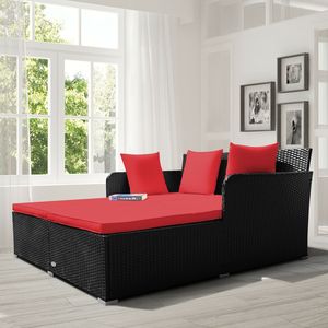 Lussuoso Lettino da Esterno con Cuscini e Imbottiture, Ampia Seduta in Rattan, Comfort Imbottito, Capacità 360 kg, Resistente alle Intemperie - Product Image 3