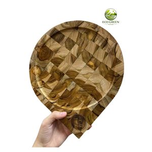 Best Quality Round Shape Pizza Serving Board Wood and Bamboo Plate with Handle for Serving Pizza - Product Image 4
