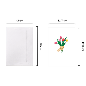 Carte de vœux 3D personnalisée en forme de bouquet de tulipes avec enveloppe, art papier fait main, cartes de vœux 3D pour toutes les occasions - Product Image 2
