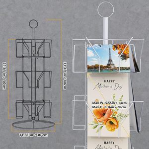 ชั้นวางการ์ดแสดงผลแบบหมุนได้ 3 ชั้น ทำจากโลหะ สำหรับแสดงโปสการ์ดในร้านค้าปลีก ขายส่ง - Product Image 2