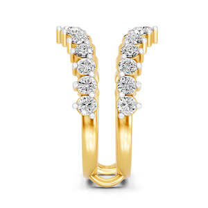 Double Row Round Cut 18k Solid Gold Plated 925 Sterling Silver Adjustable <b>Open</b> Band Wedding Engagement <b>Ring</b> for Women Wear - Product Image 4