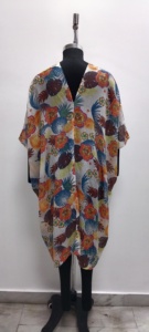 Bohemian Tropical Floral Print Kaftan <b>Dress</b> Batwing Sleeve Asymmetrical Hem Loose Fit Summer <b>Cover</b> Up - Product Image 2