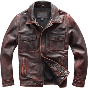 Veste Moto Décontractée en Similicuir Marron pour Homme SASPORTS LEAGUE, Col Rabattu, Fermeture Éclair, Coupe Classique, Respirante, Idéale pour l'Hiver - Product Image 3