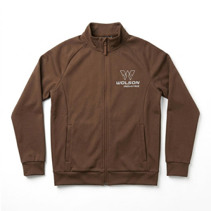 <b>Brown</b> Printed Zip-Up Hooded Sports Jacket <b>Long</b> <b>Sleeve</b> Custom Logo Track <b>Top</b> for Team Wear Unisex - Product Image 3