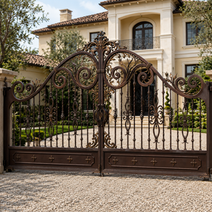 Puerta de Entrada de Hierro Forjado Ornamental de Lujo, Puerta Decorativa de Metal para Entrada de Vivienda, Jardín, Seguridad, Puerta Principal - Product Image 1