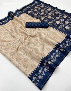 Colección de saris de alta calidad en tussar suave con borde estampado Butta y Bentex y cuadros Zari - Proveedor indio a precio mayorista - Product Image 3