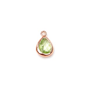 Colgante de Peridoto en Forma de Lágrima, Chapado en Oro Rosa, de Latón Facetado, con Gema en Forma de Pera para Fabricación de Joyas DIY y Collares - Product Image 1