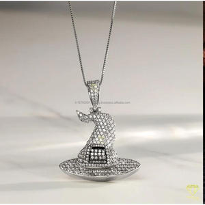 Luxury Moissanite Diamond Wizard <b>Hat</b> Pendant In Solid Sterling Silver Hip Hop Iced Out Designer Jewelry Necklace - Product Image 2