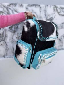 กระเป๋าเป้หนังวัวแท้รุ่นใหม่ล่าสุด สีเทอร์ควอยซ์ สำหรับทุกเพศ ดีไซน์สวยงาม ทำมือ ใช้ได้หลากหลาย - Product Image 2