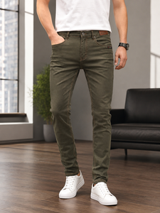 Jeans de Mezclilla Negros de Corte Recto y Ajustado para Hombre, Marca WEBSON, Cintura Media, Elegantes, 100% Algodón, Secado Rápido, Transpirables y Ligeros - Product Image 5