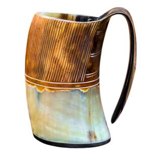 Chope à bière en corne de viking de qualité supérieure, artisanale, vintage, cadeau de mariage, de Noël ou du Nouvel An, provenant d'Inde - Product Image 5