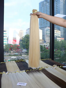 Extensions de cheveux en vrac de haute qualité à prix de gros, 100g, 28 pouces, cheveux humains vierges, couleurs blondes, lisses naturelles - Product Image 4