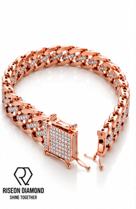 18K Rose Gold Cuban Link Bracelet Micro Pave Lab Grown Diamonds Fully Iced Clasp Bold Interlocking Chain <b>Mens</b> Luxury Jewelry - Product Image 5