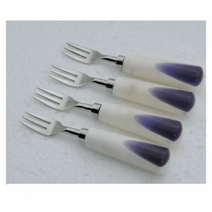 Modern Stainless Steel <b>Fork</b> Set With Floral Resin Handle For Weddings Events Restaurants Hotel Trendy Dinnerware Accessories Set - Product Image 4