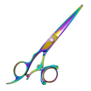 Ciseaux de coiffure professionnels multicolores pour droitiers, à lame pivotante et pointe affûtée, manche moyen, sans dents, qualité supérieure, fabrication allemande - Product Image 2