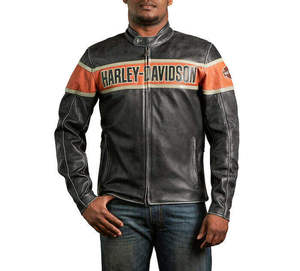 <b>Mens</b> Motorcycle Riding <b>Leather</b> <b>Jacket</b> Classic Biker Protective Outerwear Harley Victory Lane Motorcycle <b>Jacket</b> - Product Image 5