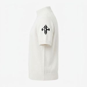 Pull tricoté pour homme à manches courtes avec logo blanc, col rond, en acrylique/coton, coupe classique, sans fermeture, pour adultes - Product Image 5