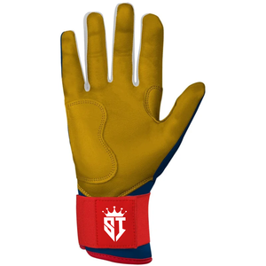 SHAHI IMPEX Premium Lederen Honkbalhandschoenen NAVY-Rood-Wit Goud Gevoerde Klittenbandsluiting Unisex Volwassenen Training - Product Image 2